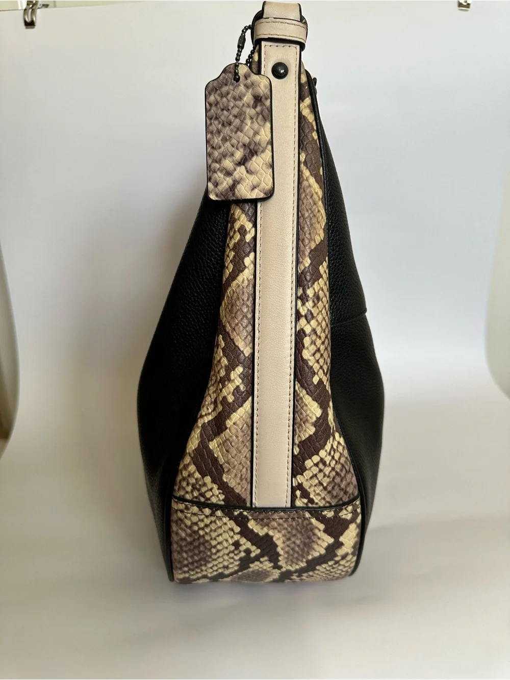 Coach Harley hobo and crossbody in pebbled black leather and Snake Print